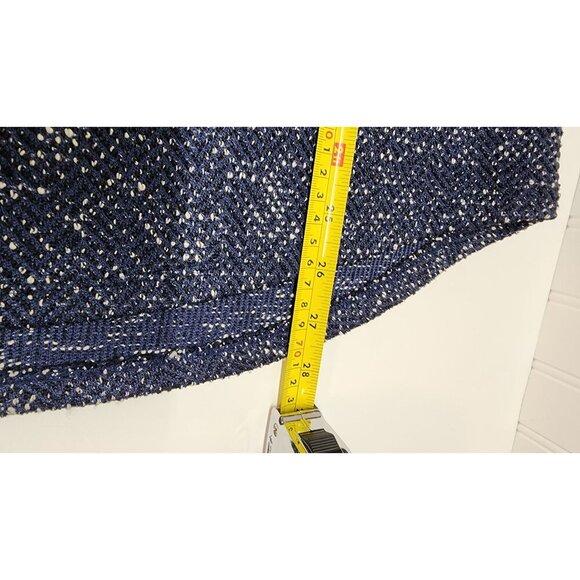 Charter Club Navy Blue Textured Sweater With Bow-Tied Sleeves & Gold Grommet Acc - Picture 9 of 11